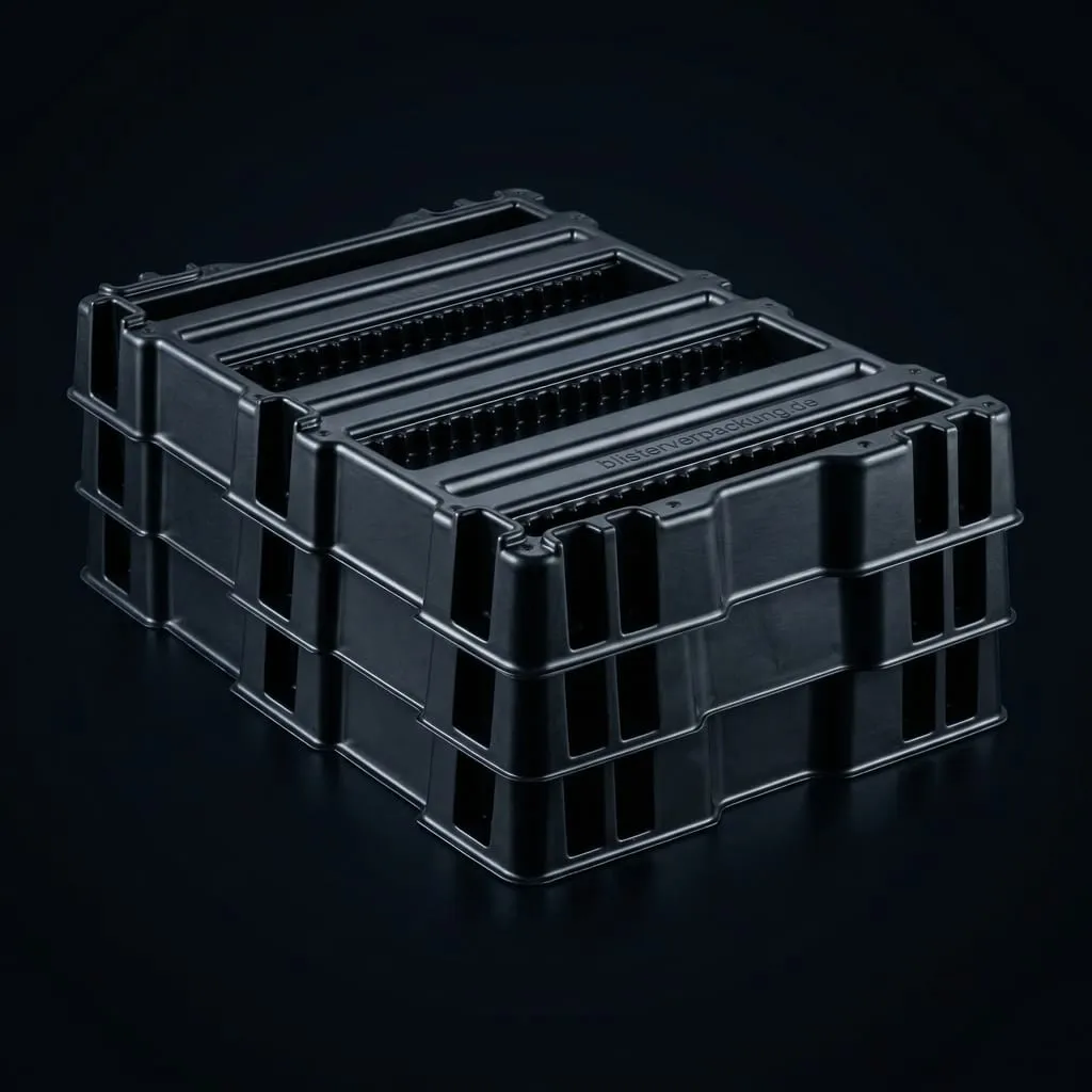 ABS-Tray schwarz tiefgezogen mit farbigen Einlegern — Scafa Thermoforming